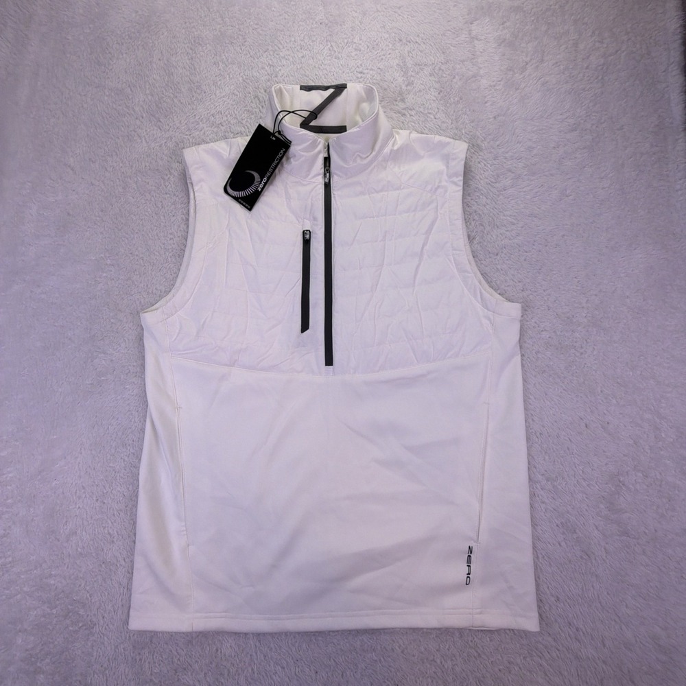 NWT $235 Zero Restriction 1/4 Zip Z610 Mens M White-Shadow Quilted-Top Golf Vest